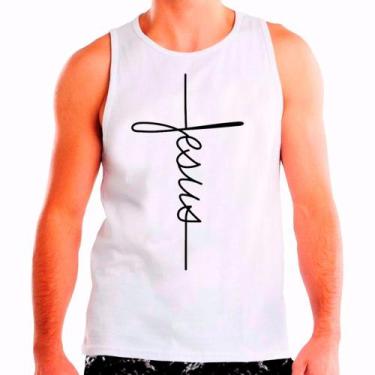 Imagem de Regata Masculina Branca Fé Gospel Católica Religião 02 - DESIGN CAMISE