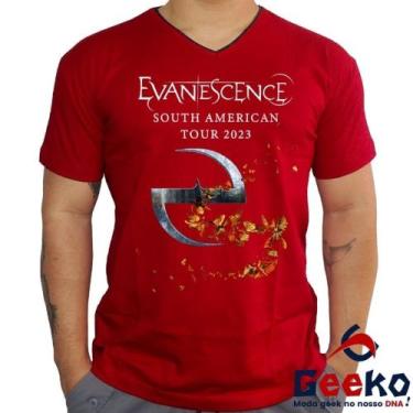 Imagem de Camiseta Evanescence 100% Algodão South America Tour 2023 Rock Geeko, 