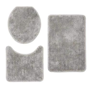 Imagem de Jogo de banheiro provence 3 peças - tapetes miriam cinza
