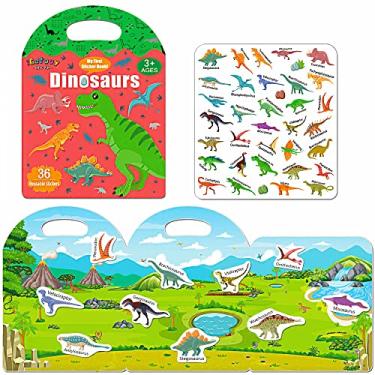 Imagem de iGetooy Reusable Sticker Books for Kids, Sticker Books for Toddlers 2-4 Years, Airplane Travel Essential for Kids, Stickers for Kids 2 3 4 5 6 Year Old Girls Boys (Dinosaurs)
