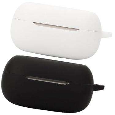 Imagem de Accdeny Capa de fone de ouvido compatível com jbl Live Buds 3, [suporta carregamento sem fio] [capa protetora à prova de choque] capa de silicone para fone de ouvido (preto-branco)