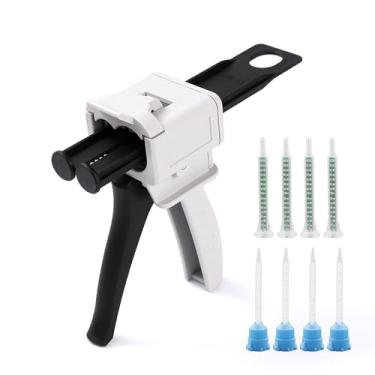 Imagem de Pistola de distribuição AB pistola de cola de 50 ml pistola de cola epóxi 1:1 pistola distribuidora de cola epóxi, adequada para cartuchos duplos 1: 1, com 8 peças de bocal de mistura