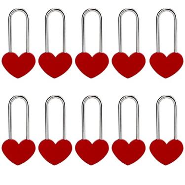 Imagem de VeYocilk Cadeado de coração com cadeado de coração de 9 cm 50 mm, vermelho, coração único, para namorados, casamento, aniversário, viagem (sem chave)