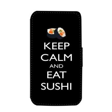 Imagem de Rikki Knight Keep Calm and eat Sushi Capa carteira flip preta para Galaxy S3 para Galaxy S3