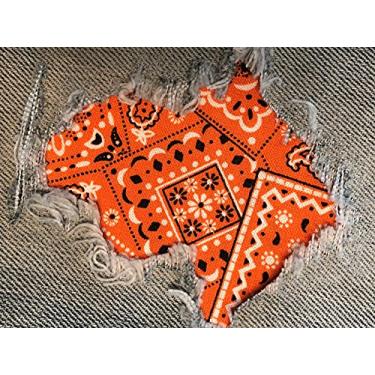 Imagem de Tecido bandana Peek-A-Boo Iron ON Patches da Holey Patches em diversas cores/tamanhos (laranja, 10 x 18 cm (conjunto de 2))