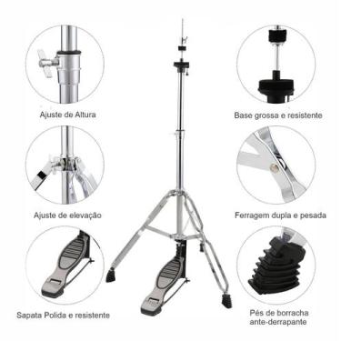 Imagem de Máquina Chimbal estante Hi Hat Pratos Bateria Robusta Sonata