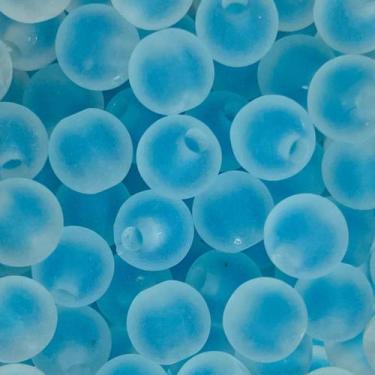 Imagem de Miçanga Bolinha Fosca com Miolo Azul Contas Passante 8mm 360pçs Para F