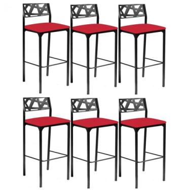 Imagem de Kit 6 banquetas Luiza material sintético vermelho-Gat Magazine