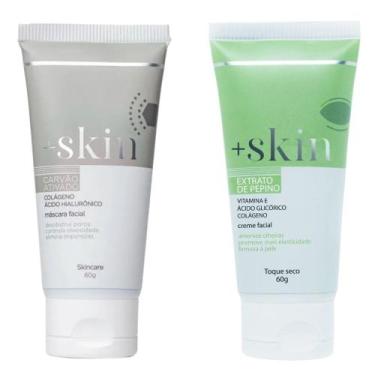 Imagem de Kit Creme Facial Extrato de Pepino Ameniza Olheiras E Mascara Carvão A