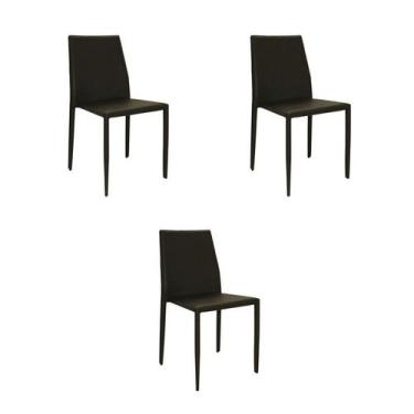 Imagem de Kit 3 Cadeiras Jantar Amanda Marrom PVC - Rivatti