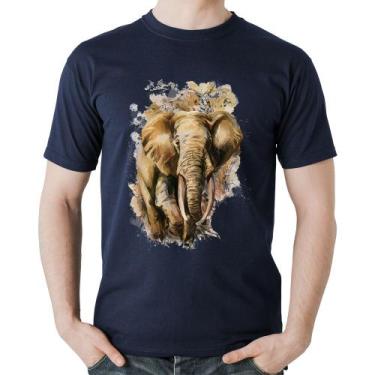 Imagem de Camiseta Algodão Elefante Watercolor - Foca na Moda, Marinho, P