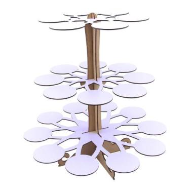 Imagem de Torre Porta Doces Cupcake Linha Premium - Mdf Branco - Modernarte