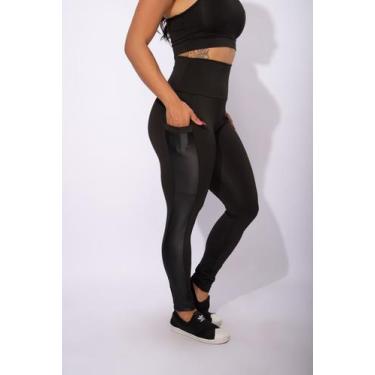 Imagem de Calça Legging Com Bolso Cirrê Fitness Academia Feminina Cintura Alta F
