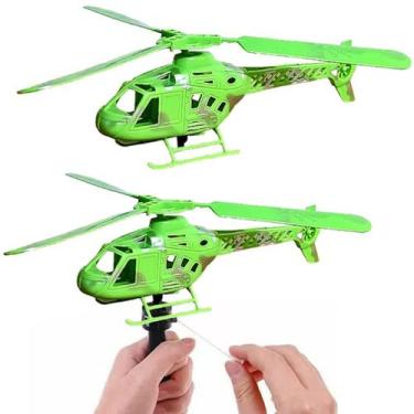 Imagem de 2 Helicópteros Brinquedo Exército a Corda que Voa de Verdade - Goal Ki