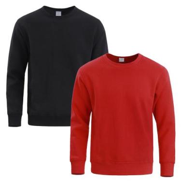 Imagem de Kit 2 Moletom Masculino Liso Treino Frio Gola Careca Slim - Quero Shoe