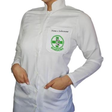 Imagem de Jaleco feminino gola padre manga longa bordado frente - CARMONI, Branc