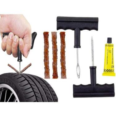 Imagem de 2 Kits de Reparo Remendo De Pneu Moto Carro Sem Câmera Macarrão 6 Refi