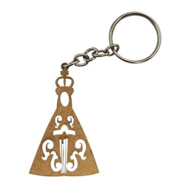 Imagem de Chaveiro Nossa Senhora Aparecida Com Argola 3,3x5cm Mdf Madeira - ATAC