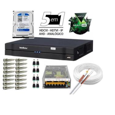 Imagem de Kit Dvr 8 Canais Intelbras Full Hd + Cabo + fonte + Conectores C/Hd 50
