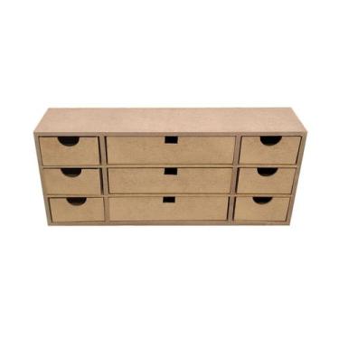 Imagem de Mini Organizador Retangular 9 Gavetas 39x9x16 Mdf Madeira - ATACADÃO D