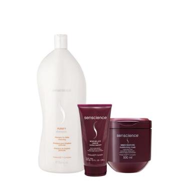 Imagem de Kit Senscience Purify Shampoo Inner Restore Máscara G e Mostuire Leave
