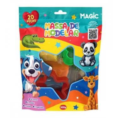 Imagem de Massa de modelar 12 cores 6 moldes 2 itens - animais - Magic Kids