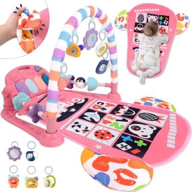 Imagem de Tapete Baby Play Gym TAMOIE Tummy Time com piano Kick & Play, rosa