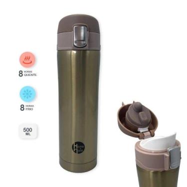 Imagem de Garrafa de Água Isotérmica Dourada 500ml Tampa com Trava - HM Comércio