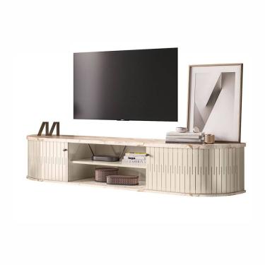 Imagem de Rack Suspenso Sala Estar TV Até 75 Polegadas 2 Portas De Correr 1 Prateleira Algarve