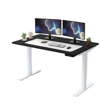 Imagem de Rise UP Mesa de pé elétrica com motor duplo, 152 x 76 cm, preta, ergonômica, ajustável, altura, sentar, ficar em pé, casa, escritório, mesa de computador, mesa motorizada, movida a motorizada,
