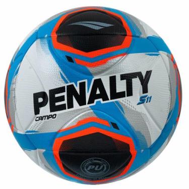 Imagem de Bola de Futebol de Campo Penalty S11 R2 XXV, Branco, Preto, Azul