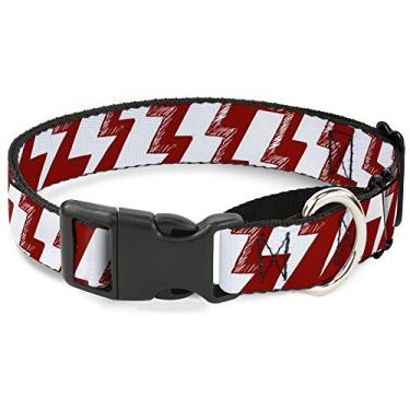Imagem de Buckle-Down MGC-W31277-WS Coleira para cachorro com desenho de parafusos de raio vermelha/branca martingale, pequena