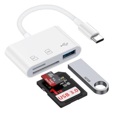 Imagem de Leitor de cartão SD USB C para Samsung Galaxy S25 Ultra/Edge Z Fold7 Flip7 S24 FE S23 Plus, iPhone 17 Pro Max/Air/16e/16 Plus/15, USB C para leitor de cartão de memória micro SD, adaptador de câmera