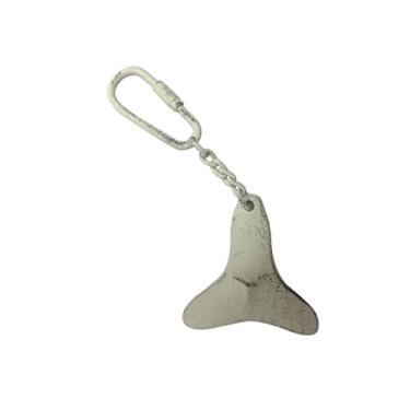 Imagem de Chaveiro de hélice de ferro fundido caiado de branco 12 cm - chaveiro antigo - moda temática náutica