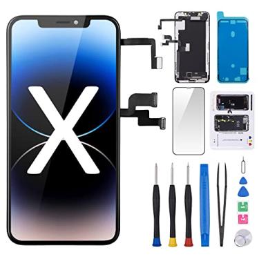 Imagem de Risidamoy Substituição de tela para iPhone X para iPhone 10 de 5,8 polegadas com sensor de proximidade de alto-falante de ouvido 3D Touch LCD Display digitalizador conjunto completo kit de reparo