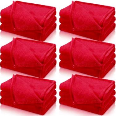 Imagem de SmoothNovelty 6 peças de cobertores de lã para meninas festa do pijama cobertor macio felpudo cobertor de flanela quente para festa de spa adolescente filme formatura (vermelho, 101 x 152 cm)