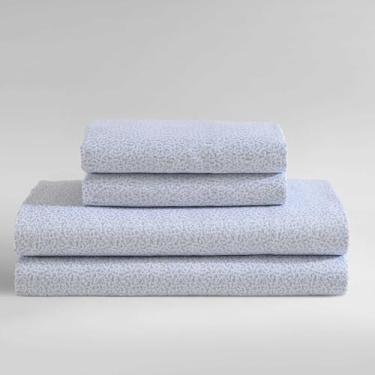 Imagem de Calvin Klein - Conjunto de lençóis, roupa de cama de algodão percal fresco e respirável com fronhas combinando, contagem de 300 fios, bolso profundo (azul floral abstrato, Queen)