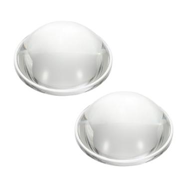 Imagem de PATIKIL Lente convexa plana de diâmetro de 57 mm, 2 peças de altura de vidro borossilicato de 24 mm de altura, lente condensadora óptica convexa com borda para lanterna, carro, bicicleta, refletor,