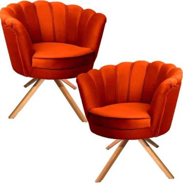 Imagem de Kit Duas Poltronas Giratórias Pétala em Sued Premium Terracota - Sua C