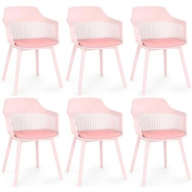 Imagem de Kit 6 Cadeiras de Jantar Estofada Marcela (Rosa)