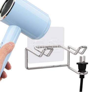 Imagem de TOCCOOL Suporte de secador de cabelo, organizador autoadesivo de parede para banheiros, compatível com Dyson e a maioria dos secadores de cabelo (cromado)