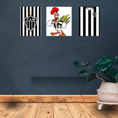 Imagem de Kit 3 Placas Decorativas Atlético Mineiro MDF 3mm 18x26 - Brothers Min