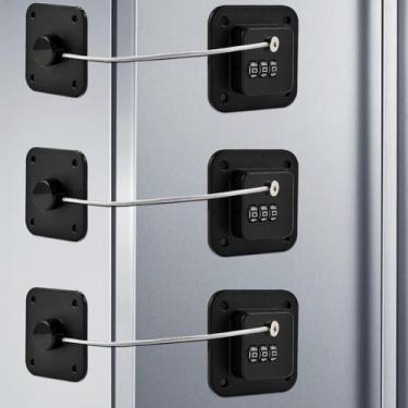 Imagem de Pacote com 3 Fridge Lock Locilot para crianças e adultos (preto)