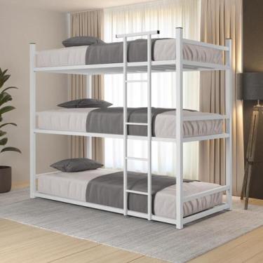 Imagem de Treliche Solteiro De Aço Josy Industrial Com Escada Para Pousada Aloja