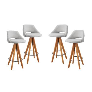 Imagem de Kit 4 Banquetas Giratórias Estofadas com Encosto Nicole Cinza