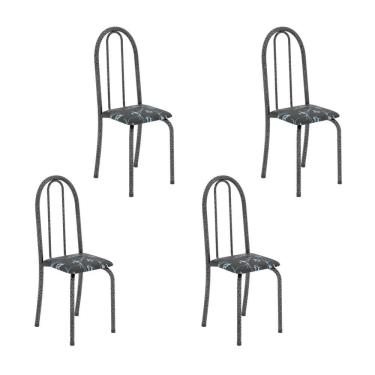 Imagem de Kit 4 Cadeiras Tubular Iris B 96x36x41 Cm Preto/Mart Prata