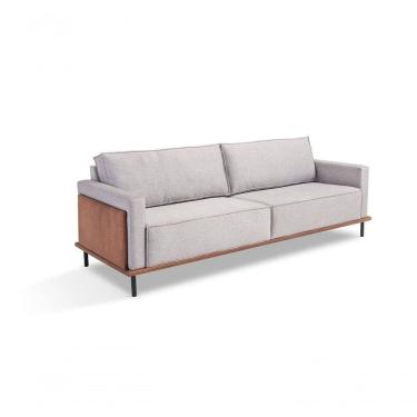 Imagem de Sofa 02 E 03 Lugares Fixo 2,10 Mt Living Estofado Tecido Bege Koun