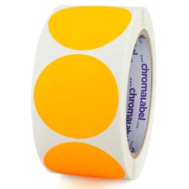 Imagem de ChromaLabel Etiqueta redonda de 5 cm com código de cor permanente, 500 etiquetas por rolo, laranja fluorescente