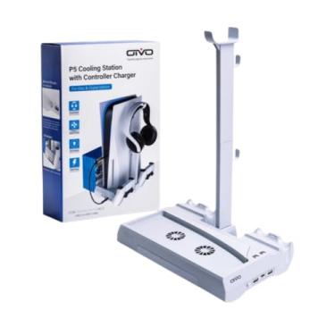 Imagem de Estação de Resfriamento para PS5, Base Vertical com Carregador de Controle, Branco