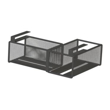 Imagem de WeiLaiKeQi Sob cesta de cesta de prateleira cesto de armazenamento fácil de instalar com cesta de arame de metal de rack de gabinete, para cozinha de mesa de, Preto